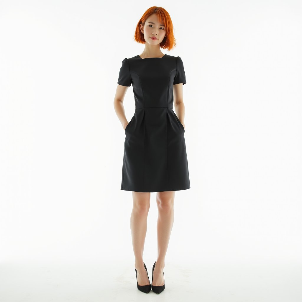 First still of a model in a black dress